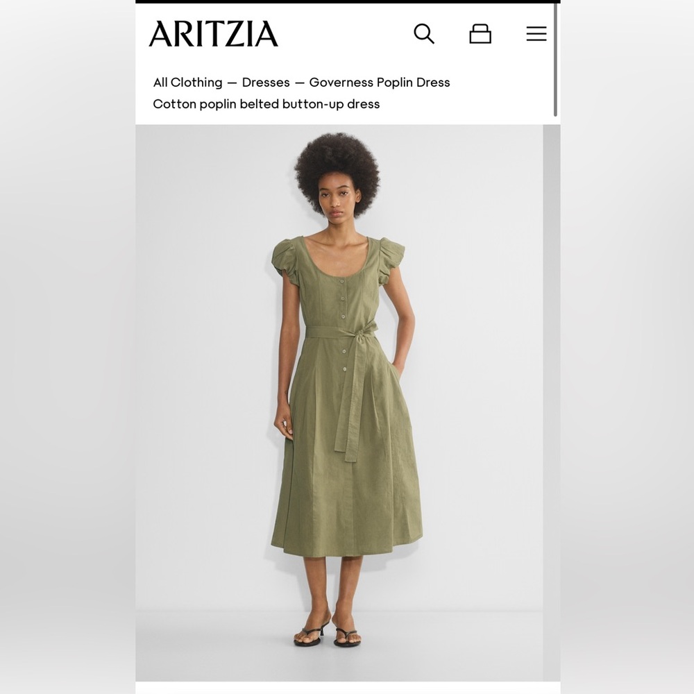 Aritzia Green Poplin Dress - Governess